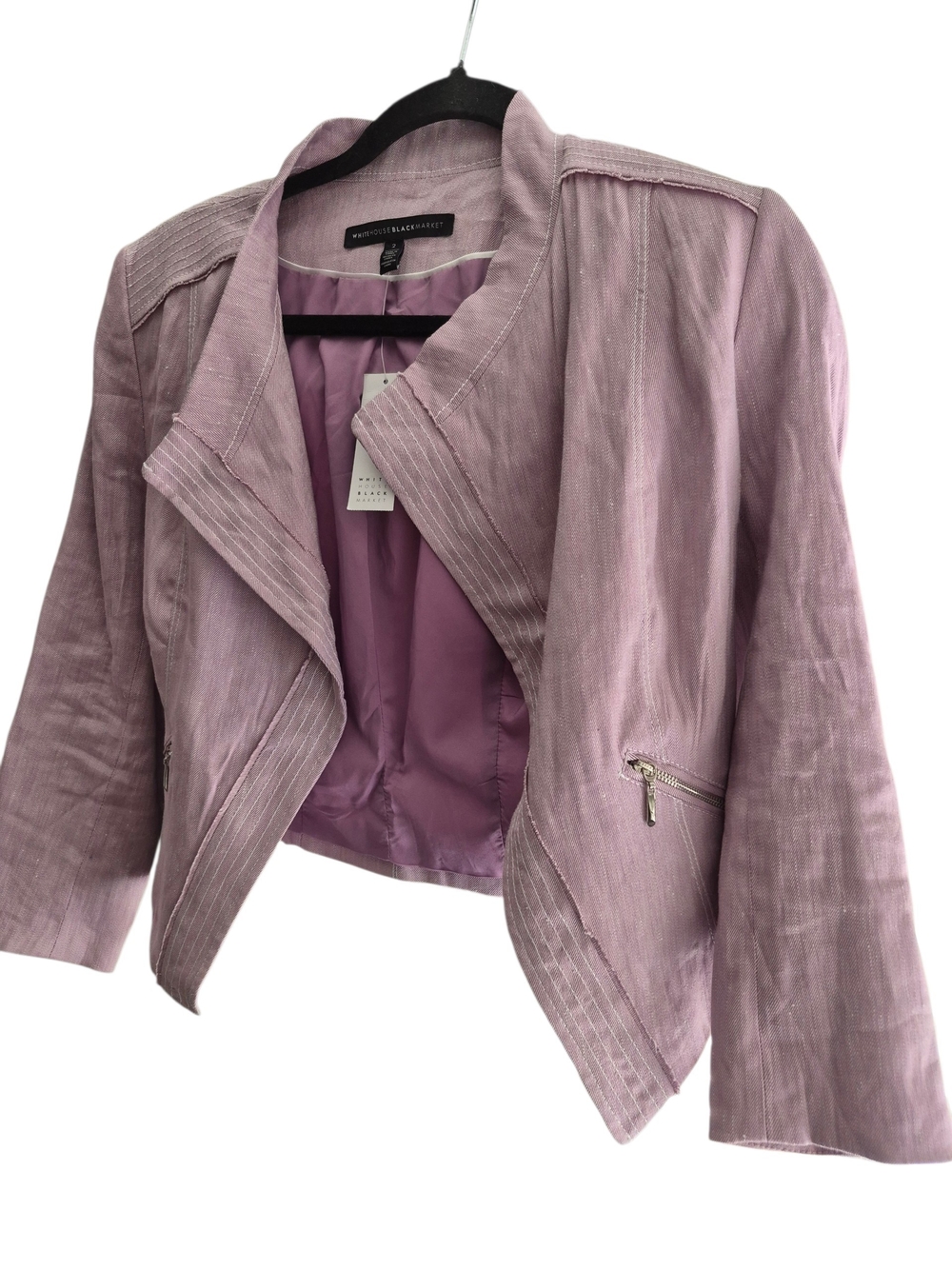 💕White House Black Market Lavender Cropped Open-Front Blazer Size 2💕